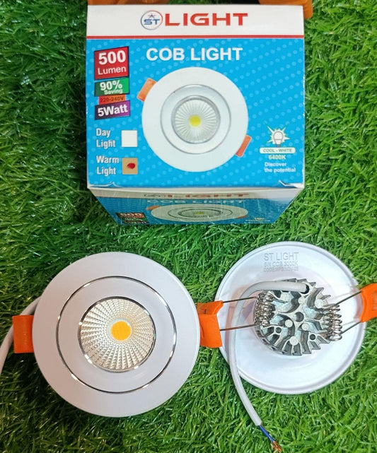ST Light 5W COB LED recessed spotlight, warm white 3000K, adjustable tilt fitting