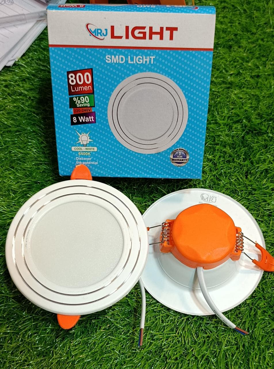 ST Light 8W round SMD LED ceiling panel light, cool white 6400K, with spring clip mount